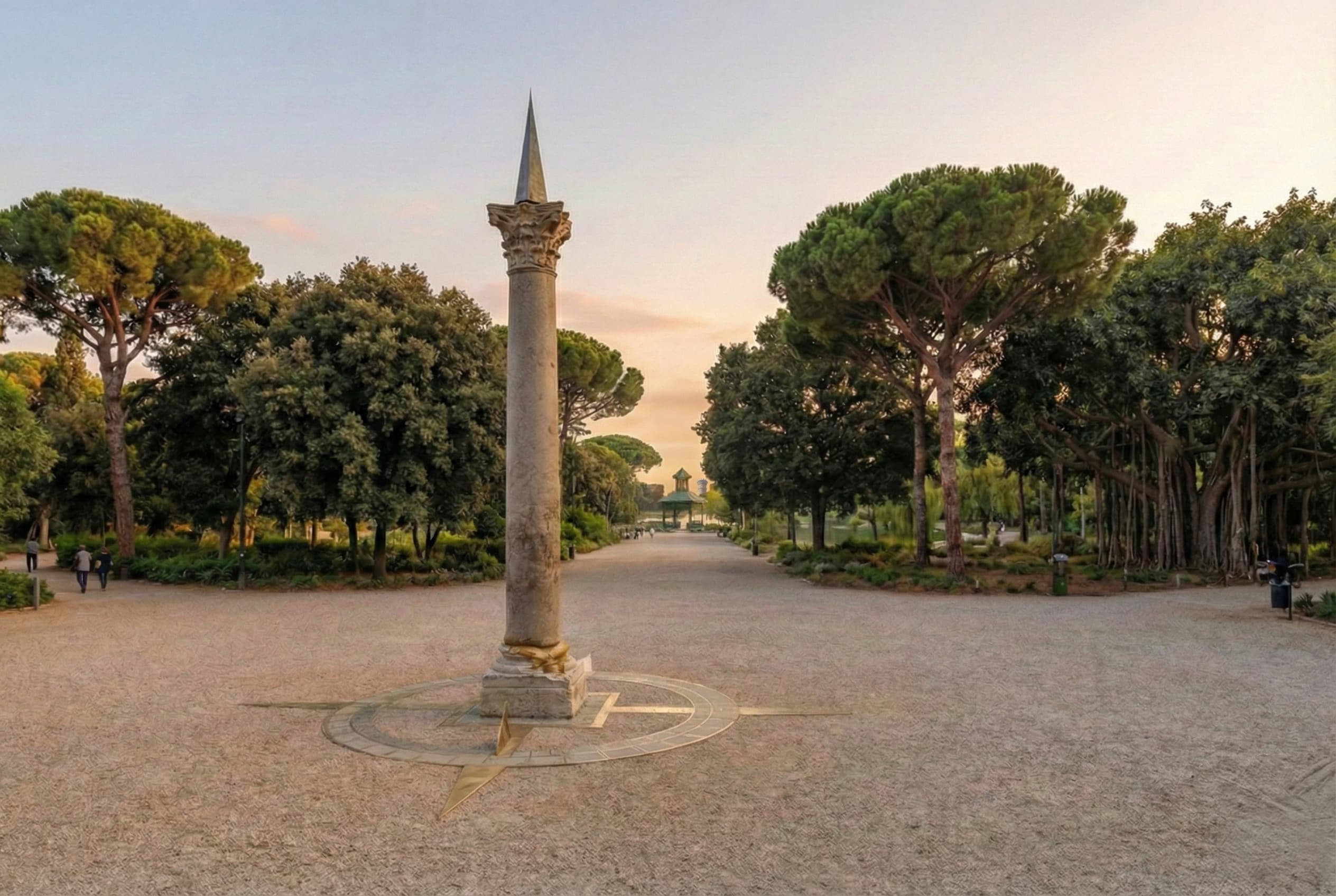 The Beirut Park sundial sightline through the redesigned landscape