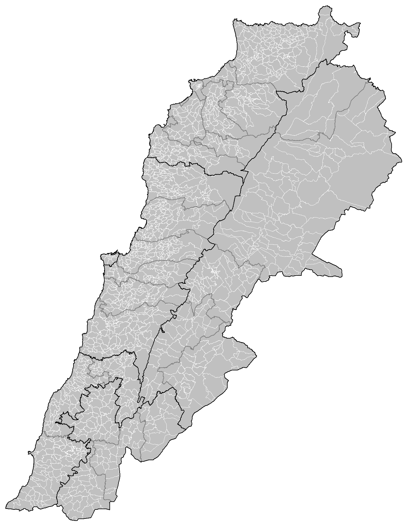 A map of Lebanon's municipalities
